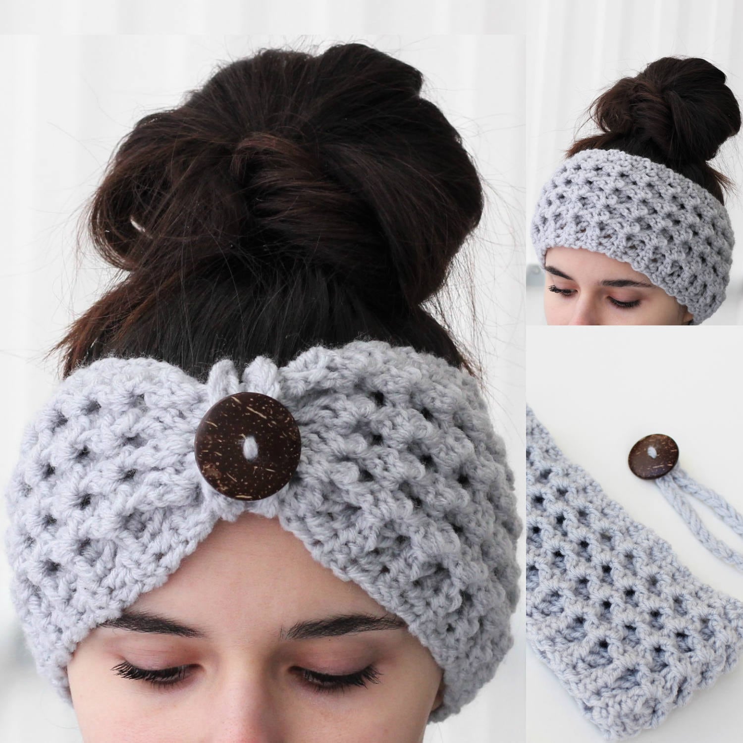 Wild Fable crochet boho head wrap/ear warmers w/ fleece lining CROCHET PATTERN - Boho Headband - Crochet Head Wrap Pattern  main image 4