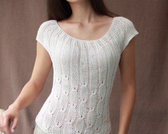 Knitting pattern, Patron tricot PDF – Aubrey Top, Sleeveless Top, easy knit, tee, blouse tricot, silk, bamboo, all sizes