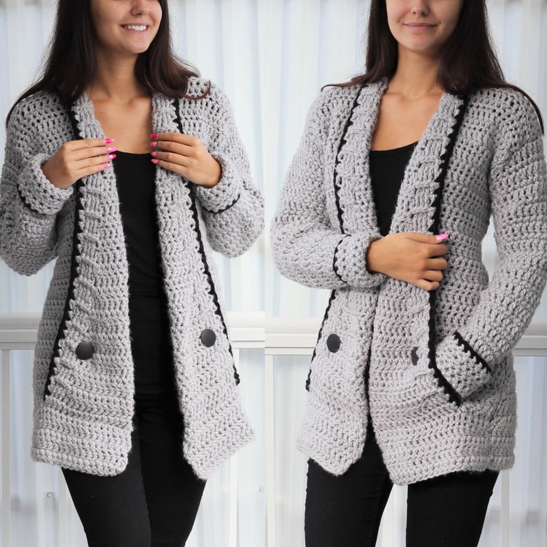 Crochet pattern Patron crochet-Mia Crochet cardigan PDF women crochet vest pattern-crochet sweater 7/9y-10/12y XS S M L XL 2XL 3XL image 10
