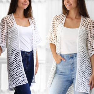 Crochet pattern-KINSLEY Crochet cardigan -Customizable pattern top PDF-sweater women pattern-pullover crochet lace cardigan-7sizes XS-3XL