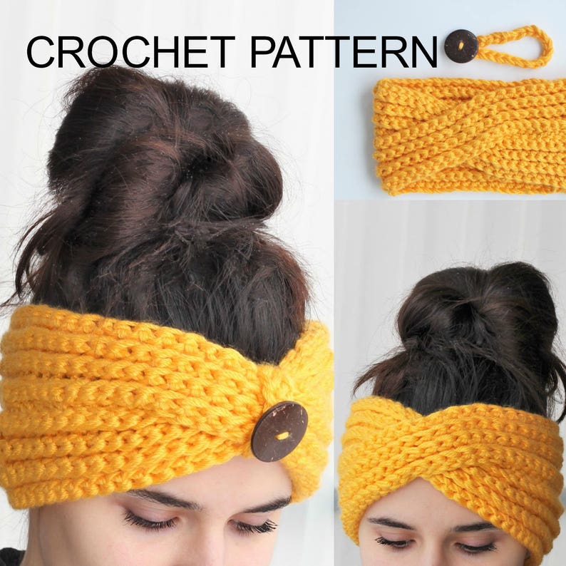 Crochet Pattern PDF, Patron de crochet LUNA Turban Pattern, Boho Head Wrap, Crochet Headband pattern, Boho Headwarm, Crocheted Headband imagem 6