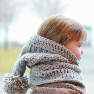 Crochet pattern, Patron de crochet – Avery Hooded Cowl Hood Hat Neck warmer (12/18 month - Toddler - Child – Teen- Adult sizes)