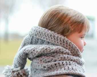 Crochet pattern, Patron de crochet – Avery Hooded Cowl Hood Hat Neck warmer (12/18 month - Toddler - Child – Teen- Adult sizes)