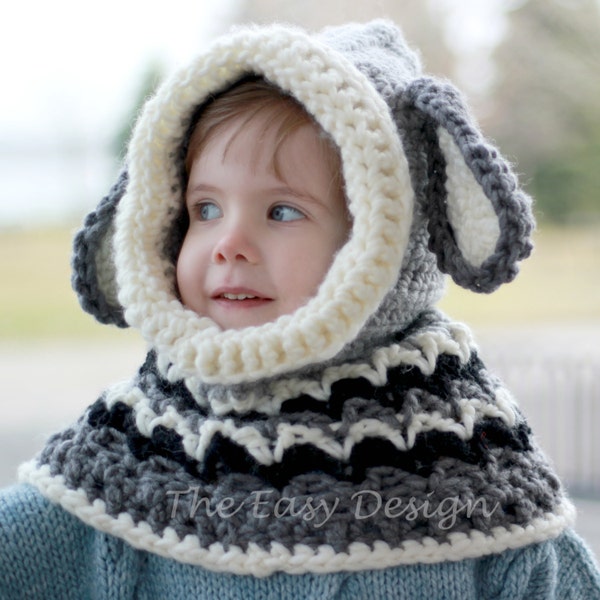 Crochet hat pattern, Patron de crochet – Dean Dog Hooded Cowl Hood Crochet Hat(12/18 month - Toddler - Child – Teen- Adult sizes), Halloween