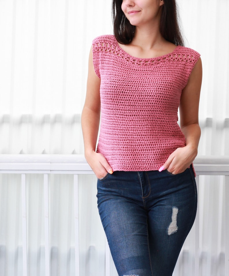 Crochet pattern-ROSE Crochet top pattern-Women crochet pattern- Crop top pattern- Beach cover-up, Festival top- Boho lace top- sizes: XS-XXL image 5
