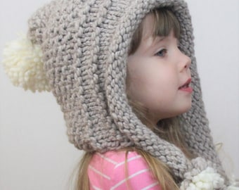 Knitting pattern, Patron de tricot –Eva Bonnet Pixie  Beanie Hat  Beret (12/18 month - Toddler - Child – Teen- Adult sizes)