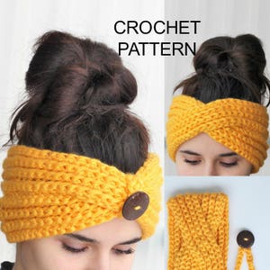 Crochet Pattern PDF, Patron de crochet LUNA Turban Pattern, Boho Head Wrap, Crochet Headband pattern, Boho Headwarm, Crocheted Headband imagem 4