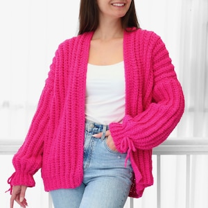 Crochet pattern-HALLIE Crochet cardigan pattern PDF-Women crochet sweater pattern-striped pullover top-easy crochet like knit-7 sizes XS-3XL