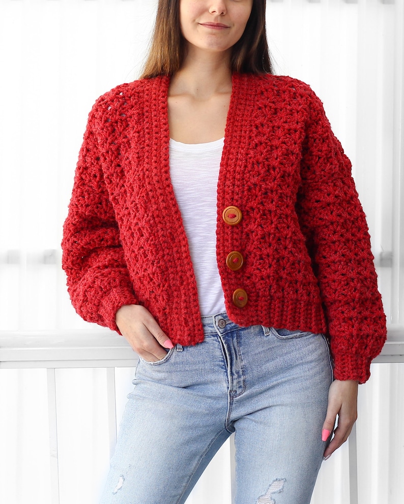 Crochet pattern-ADDISON Crochet cardigan pattern PDF-Women crochet pattern-striped pullover top-crochet color block cardigan-7 sizes XS-3XL image 6