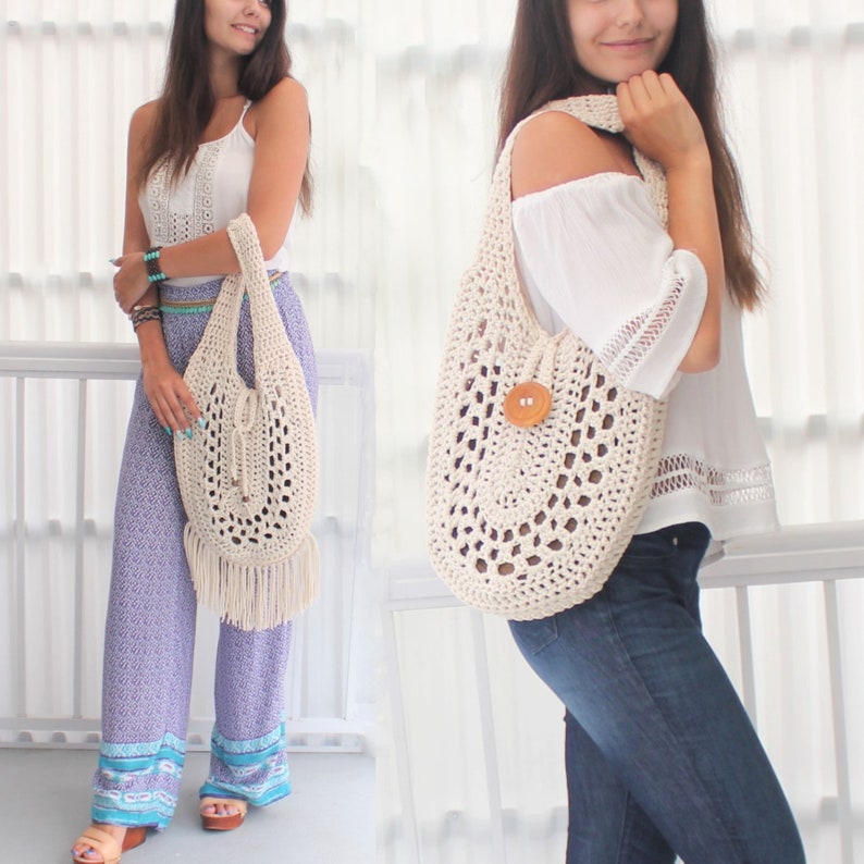 Crochet bag pattern-REVERSIBLE bag-CONVERTIBLE bag 2for1/ 2in1 bag-Crochet Boho bag-Crochet bag tote-Market bag Handmade bag Handbag PDF image 5