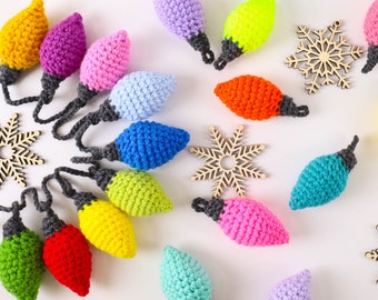 Motif au crochet - Décoration de Noël lumineuse au crochet de 10 minutes - Guirlande d'ampoules, Décorations de Noël pour les Fêtes, Cadeaux de Noël, Décoration d'hiver