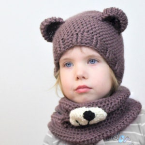 Crochet pattern, Patron crochet, PDF, Blair BEAR Sethatcowl, toddler, child, teen, adult size, Crochet hat, Crochet cowl, 2for1, Halloween image 3