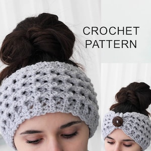 Crochet Pattern PDF, Patron de crochet LIDA Turban Ear Warmer, Boho Head Wrap, Crochet Headband, Boho Crocheted Headband Crochet Headwear image 3