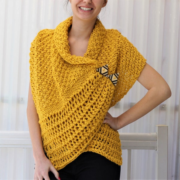 Modèle de tricot facile, écharpe PDF pour débutants, tricot patronyme, écharpe en maille corail, poncho en tricot, écharpe en tricot volumineux - laine moyenne, modèle en tricot