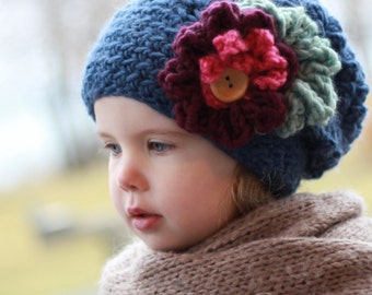 Crochet pattern, Patron de crochet –EMMA Slouchy Beanie Hat Bonnet Beret, Crochet hat pattern,  12/18m - Toddler - Child – Teen- Adult sizes