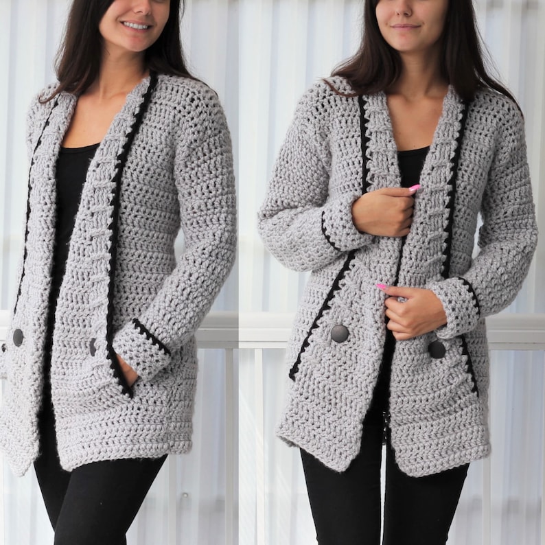 Modello all'uncinetto Patron all'uncinetto-Mia Cardigan all'uncinetto PDF modello gilet all'uncinetto da donna-maglione all'uncinetto 7/9a-10/12a XS S M L XL 2XL 3XL immagine 5