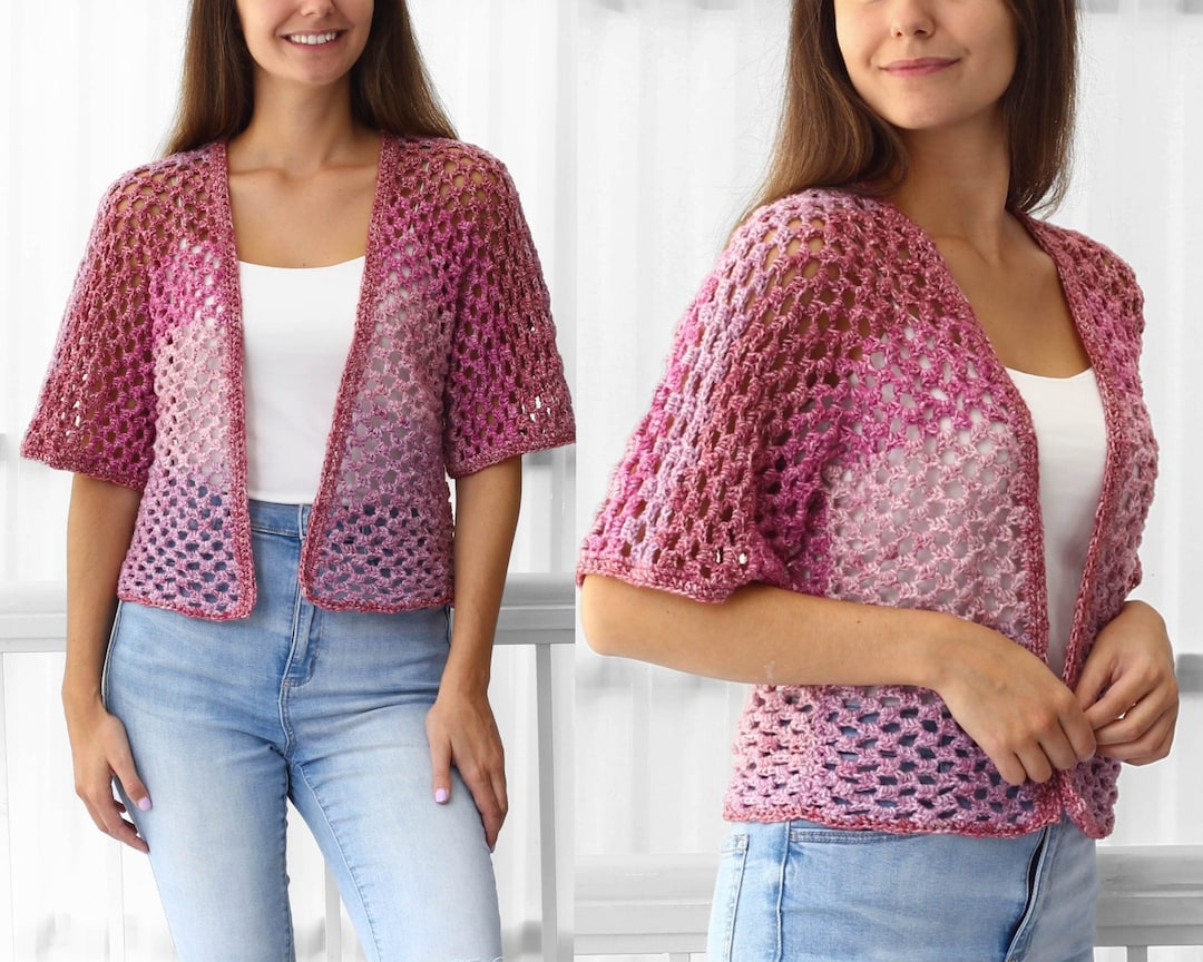 Crochet Pattern-kinsley Crochet Cardigan customizable Pattern Top Pdf-sweater Women Pattern-pullover Crochet Lace Cardigan-7sizes XS-3XL