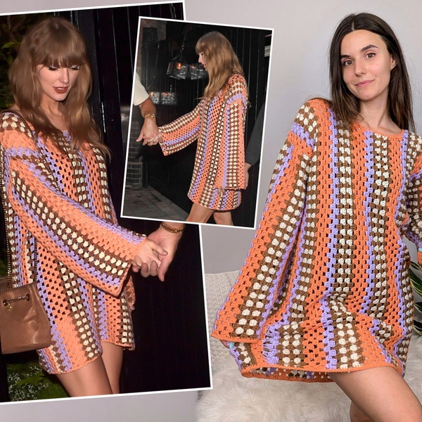 Taylor Crochet dress pattern-Crochet pattern-Granny stitch-Easy Customizable pattern dress PDF-Festival Taylor crochet dress-7sizes XS-3XL