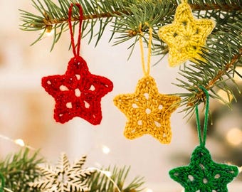 Crochet Pattern-10 minutes Christmas Ornament-Easy Crochet Garland Holiday Christmas Decorations-Christmas Star-Christmas Gifts Winter Decor