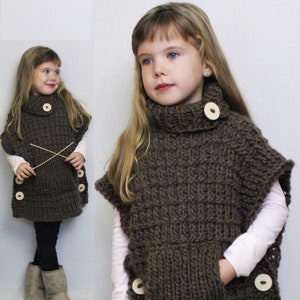 Knit pattern Patron tricot DAYANA Knit Poncho Pattern PDF, Knitted pattern, Knit vest, Knit wrap Knit sweater pattern poncho size: 24M - 3XL