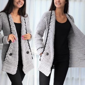 Modello all'uncinetto Patron all'uncinetto-Mia Cardigan all'uncinetto PDF modello gilet all'uncinetto da donna-maglione all'uncinetto 7/9a-10/12a XS S M L XL 2XL 3XL immagine 8