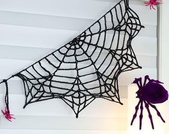 Crochet Pattern- EASY Spiderweb pattern- Spooky crochet decor- Halloween decor Crochet garland Bunting Decor Gift PDF- DIY Beginner Friendly