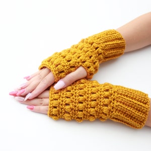 Crochet pattern-HAZEL Crochet fingerless gloves pattern-Women crochet patterns-Wrist Warmers-Fingerless Mittens Pattern Mitt PDF Sizes S-M-L image 9