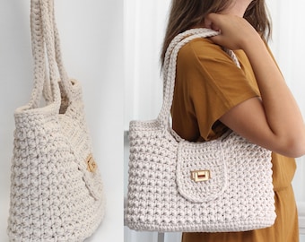 Crochet bag pattern-MILANO Fashion bag -Crochet handbag pattern-Crochet bag purse-Crochet tote -Handmade bag-Crochet pattern trendy bag  PDF