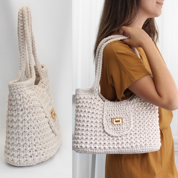 Crochet bag pattern-MILANO Fashion bag -Crochet handbag pattern-Crochet bag purse-Crochet tote -Handmade bag-Crochet pattern trendy bag  PDF
