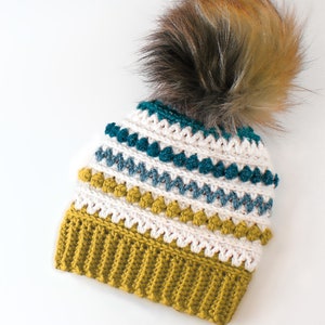 Easy Crochet pattern-Crochet hatZOEY Beanie Hat Pattern-Crochet hat pattern PDF-Crochet beanie hat PomPom Toddler-ChildTeen Adult sizes image 5