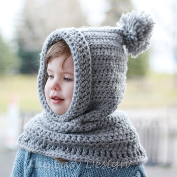 Häkelanleitung, Patron de Crochet – Avery Crochet Hooded Cowl Hood Hat PDF, Häkelmütze (12/18 Monate – Größen für Kleinkinder, Kinder, Teenager und Erwachsene)