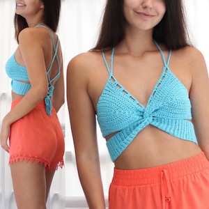 Crochet pattern-BUTTERFLY-Top pattern PDF-Women Crochet summer top-Crop top pattern-Crochet top-Crochet Festival Top-Bust 30”-40”/Size S-M-L