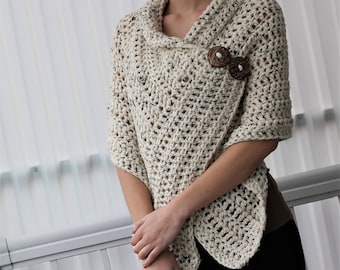Easy Crochet pattern, Beginner crochet, Patron crochet, AZALI Crochet Wrap PDF, Crochet Poncho, Crochet Scarf all seasons, bulky/medium yarn