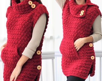 Häkelanleitung Patron crochet, LYANA Häkelanleitung Poncho, PDF, Häkelweste, Gehäkelter Wrap, Häkelpullover, Easy Poncho Größen 24 M bis 3XL