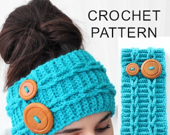 Crochet Pattern PDF, Patron de crochet - LARA Ear Warmer PDF, Crochet Head Wrap, Crochet Headband, Boho Crocheted Headband Crochet Headwear
