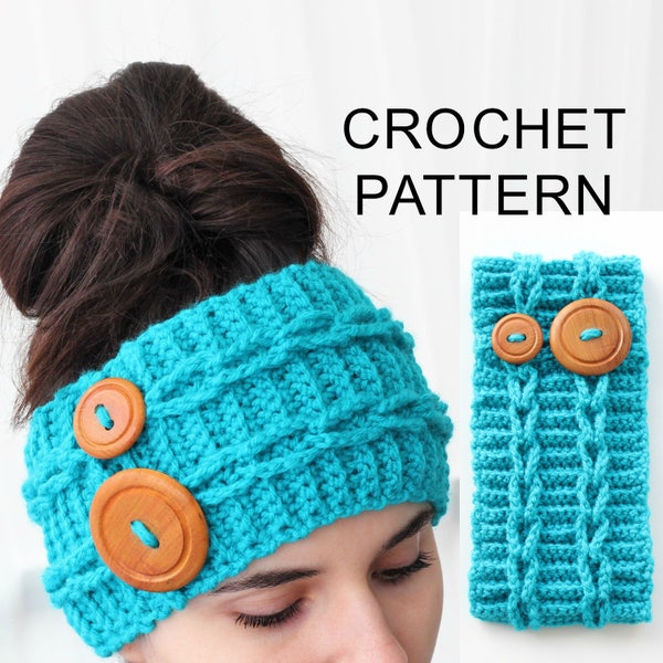 Crochet Pattern PDF, Patron de crochet - LARA Ear Warmer PDF, Crochet Head Wrap, Crochet Headband, Boho Crocheted Headband Crochet Headwear