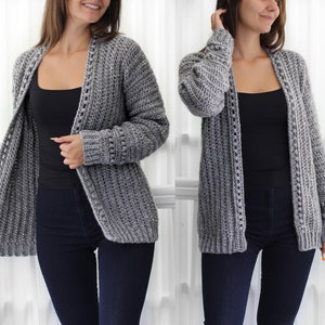 Crochet pattern-ANDREA Crochet cardigan pattern PDF-Women crochet pattern-bobble pullover pattern top-crochet bobble cardigan-7 sizes XS-3XL image 5