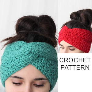 Crochet Pattern PDF, Patron de crochet - AURA Turban Ear Warmer, Boho Head Wrap, Crochet Headband, Boho Crocheted Headband Crochet Headwear