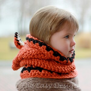 Crochet pattern, Patron de crochet Frankie Fox Hooded Cowl Hood Crochet Hat 12/18 month Toddler Child Teen Adult sizes Halloween image 2