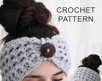 Crochet Pattern PDF, Patron de crochet - LIDA Turban Ear Warmer, Boho Head Wrap, Crochet Headband, Boho Crocheted Headband Crochet Headwear