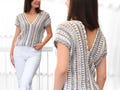 Crochet pattern- ALYSSA Crochet top pattern PDF- Women crochet top -2 panels V-neck -Easy crochet shirt short sleeve blouse wearable- XS-3XL