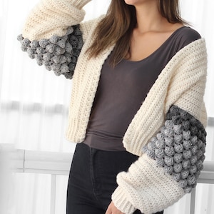 Crochet pattern-NAOMI Crochet cardigan pattern PDF-Women crochet pattern-bobble pullover pattern top crochet bobble cardigan-7 sizes XS-3XL image 8