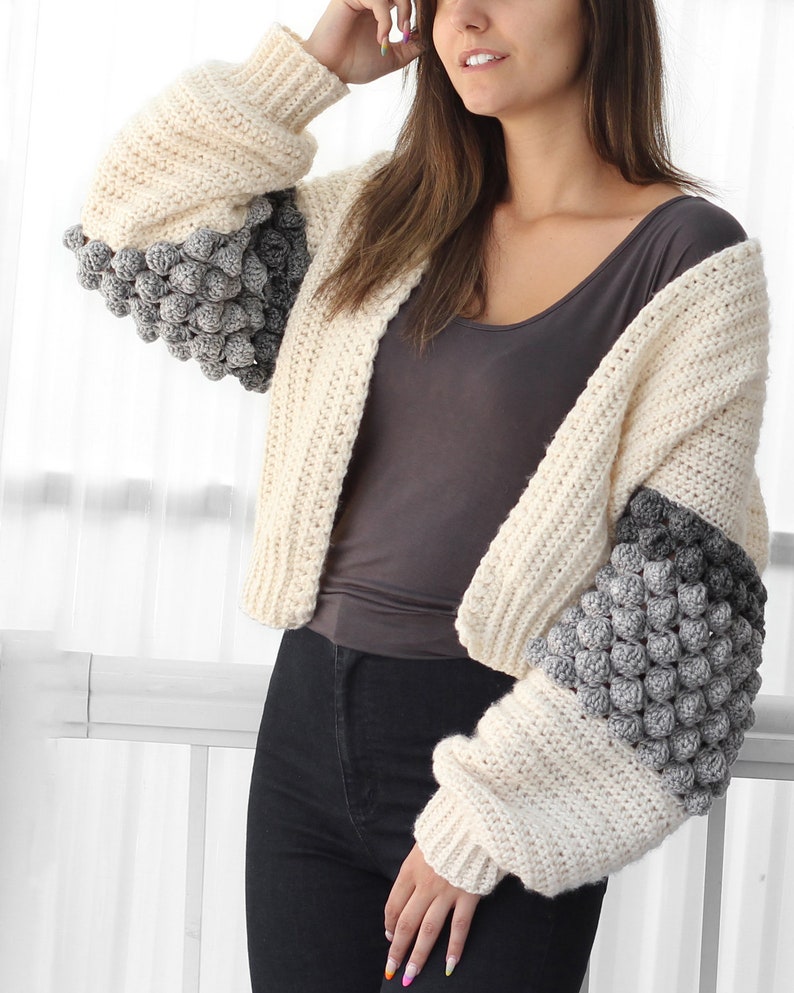 Crochet pattern-NAOMI Crochet cardigan pattern PDF-Women crochet pattern-bobble pullover pattern top crochet bobble cardigan-7 sizes XS-3XL image 8