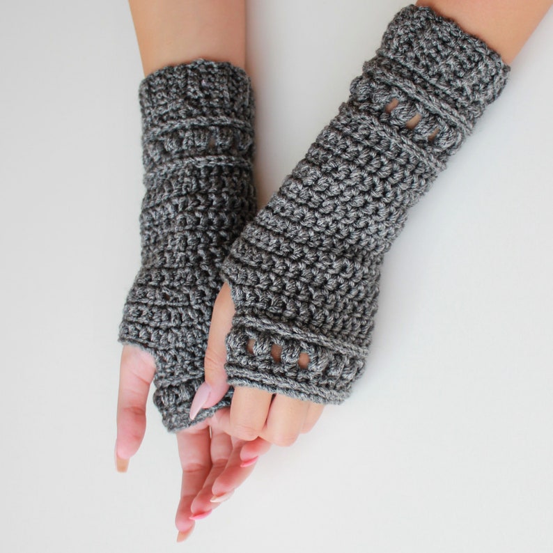 Crochet pattern-HAILEY Crochet fingerless gloves pattern-Women crochet pattern-Wrist Warmers pattern-Fingerless Mitts Pattern PDF Size S-M-L image 5
