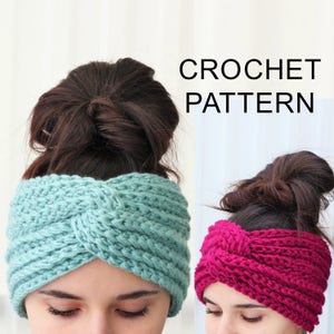 Crochet Pattern PDF, HANA Headband, Easy crochet Ear Warmer, Boho Head Wrap, Crochet Headband, Boho Crocheted Headband Crochet Headwear image 1