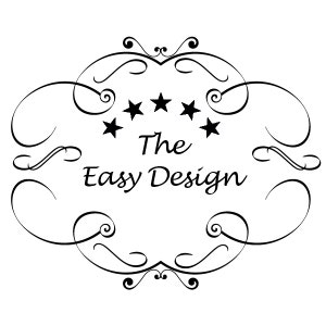 May include: Black and white logo with a decorative border and five stars. The text "The Easy Design" is centered below the stars.