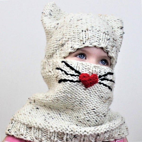 Knitting pattern, Patron tricot, PDF, Cody CAT SET/ Set hat+cowl / baby, toddler, child, teen, adult / Knit hat, Knit cowl, 2for1, Halloween