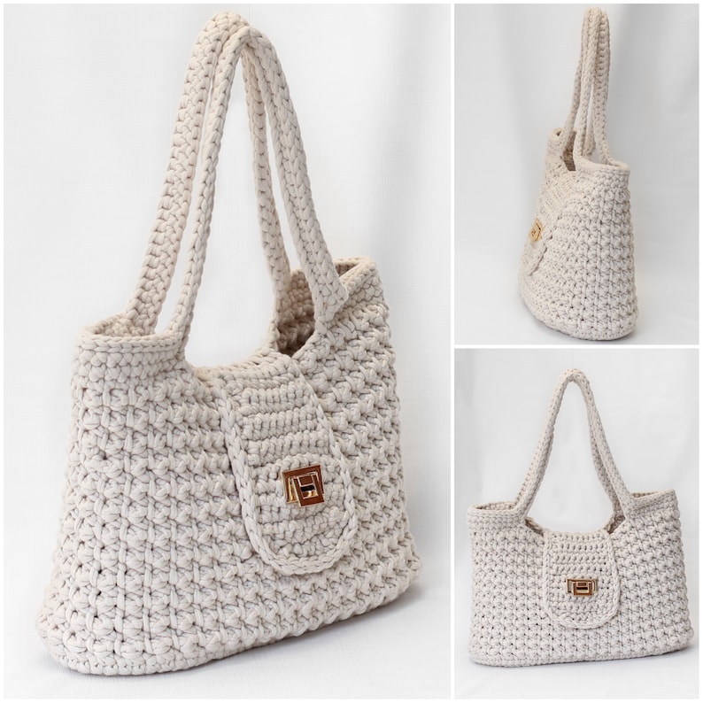 Crochet bag pattern-MILANO Fashion bag Crochet handbag pattern-Crochet bag purse-Crochet tote Handmade bag-Crochet pattern trendy bag PDF image 3