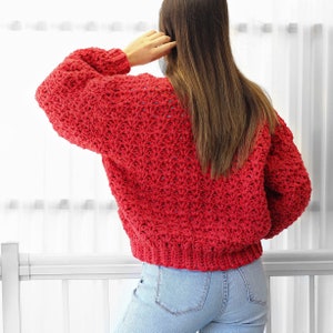 Crochet pattern-ADDISON Crochet cardigan pattern PDF-Women crochet pattern-striped pullover top-crochet color block cardigan-7 sizes XS-3XL image 4