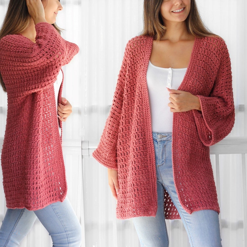 Crochet pattern-NALA Crochet cardigan pattern top PDF-sweater women crochet pattern-pullover pattern top crochet lace cardigan-7sizes XS-3XL image 1